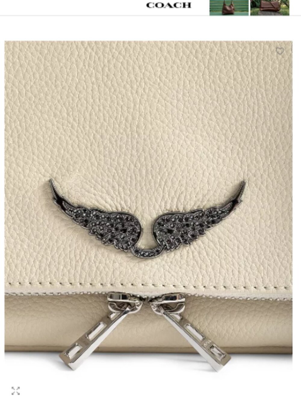 Zadig & Voltaire Rock Leather Shoulder Bag - Color Flash(Cream/Ivory) - Picture 5 of 16